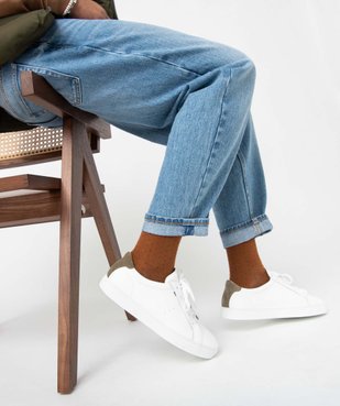 Baskets homme unies dessus et intérieur cuir – Tanéo vue6 - TANEO - GEMO