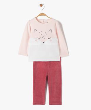 Pyjama bébé 2 pièces en velours à motif brodé vue1 - GEMO(BB COUCHE) - GEMO