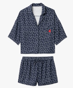 Pyjashort fluide à haut chemise femme - LuluCastagnette vue4 - LULUCASTAGNETTE - GEMO