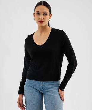 Pull col V en maille viscose fine et souple femme vue1 - GEMO 4G FEMME - GEMO