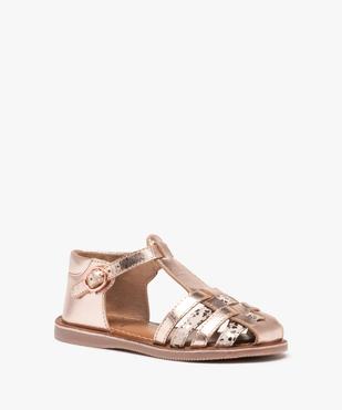 Sandales fille à brides multiples en cuir et bout fermé vue2 - GEMO (ENFANT) - GEMO