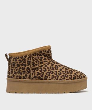 Boots fourrés motif léopard sur semelle plateforme femme - 5 Miles vue2 - 5 MILES - GEMO