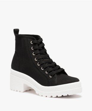 Tennis femme mid-cut en toile unie à talon et semelle crantée vue2 - GEMO (SPORTSWR) - GEMO