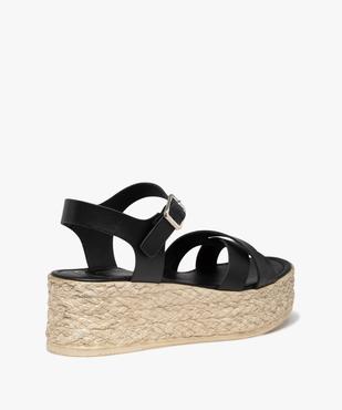 Sandales femme compensées dessus cuir uni vue4 - GEMO(URBAIN) - GEMO