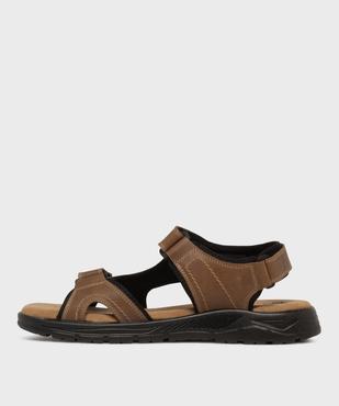 Sandales confort à scratch dessus cuir homme vue3 - G'FLEX - GEMO