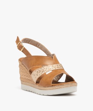 Sandales femme compensées bride métallisée à strass vue2 - GEMO(URBAIN) - GEMO