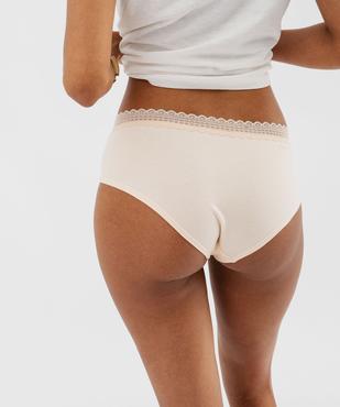 Shorty uni en coton stretch avec ceinture en dentelle femme (lot de 2) vue3 - GEMO 4G FEMME - GEMO