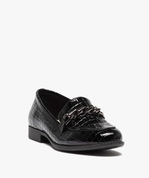 Mocassins femme vernies effet croco avec bride à chaîne  vue3 - FOLLOW ME - GEMO