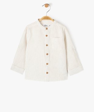 Chemise bébé garçon à manches longues et col mao en lin vue1 - GEMO(BEBE DEBT) - GEMO