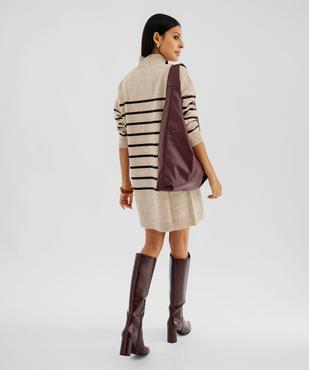 Robe pull col montant à rayures femme vue3 - GEMO(FEMME PAP) - GEMO