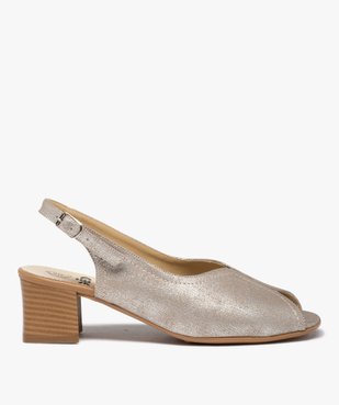Sandales confort femme à talon dessus toile brillante vue1 - GEMO (CONFORT) - GEMO