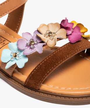 Sandales fille avec brides en cuir avec fleurs fantaisie - Taneo vue6 - TANEO GEMO FOR GOOD - GEMO