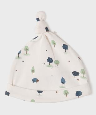 Bonnet de naissance en jersey avec noeud bébé garçon (lot de 2)  vue3 - GEMO 4G BEBE - GEMO