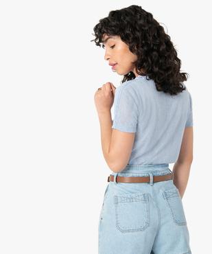 Tee-shirt femme à manches courtes en maille fine vue3 - GEMO(FEMME PAP) - GEMO