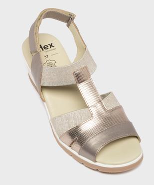 Sandales confort en cuir à talon compensé et bride scratch femme vue5 - G'FLEX - GEMO