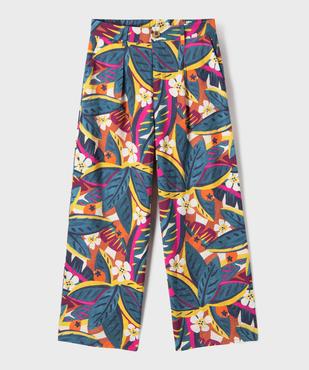 Pantalon large et fluide en viscose imprimé tropical fille vue1 - GEMO 4G FILLE - GEMO