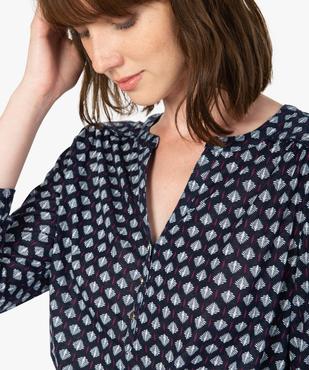 Tee-shirt femme imprimé à manches 3/4 en polyester recyclé vue2 - GEMO 4G FEMME - GEMO