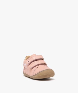 Chaussures premiers pas en cuir souple à double scratch bébé fille - Alma vue2 - ALMA - GEMO