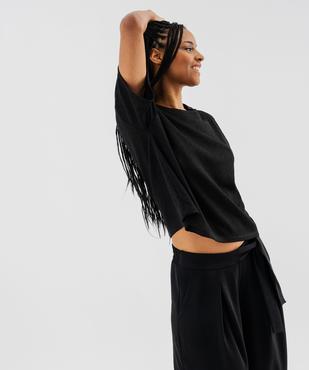 Tee-shirt manches courtes en maille à col fantaisie femme vue1 - GEMO(FEMME PAP) - GEMO