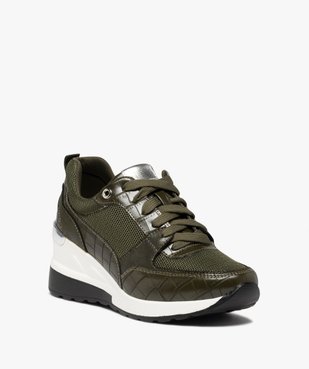 Baskets femme unies et compensées à lacets imitation croco vue2 - GEMO (SPORTSWR) - GEMO