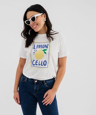 Tee-shirt manches courtes avec motif coloré femme vue1 - GEMO 4G FEMME - GEMO