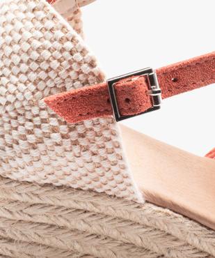 Sandales femme compensées dessus cuir uni vue6 - GEMO(URBAIN) - GEMO