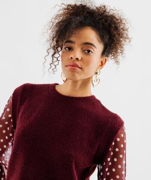 Pull col rond bi-matière femme vue2 - GEMO(FEMME PAP) - GEMO