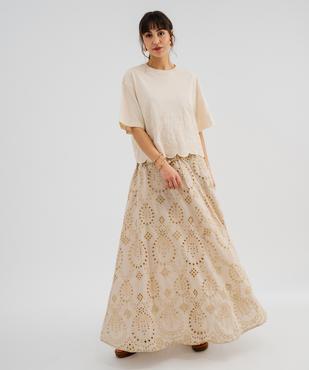 Jupe longue et ample en broderie anglaise femme vue1 - GEMO(FEMME PAP) - GEMO