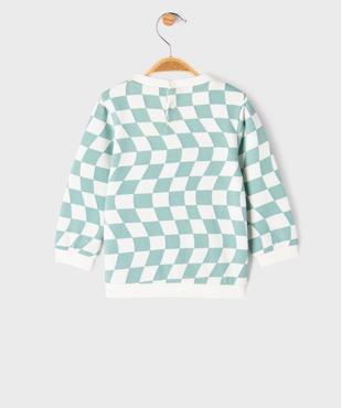 Sweat à damiers avec inscription en maille bouclette bébé garçon vue3 - GEMO 4G BEBE - GEMO