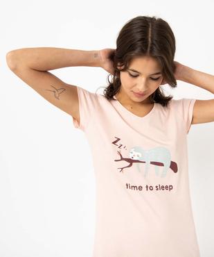 Chemise de nuit imprimée à manches courtes femme vue2 - GEMO 4G FEMME - GEMO