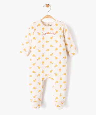 Pyjama bébé fille en velours imprimé poires et broderie vue1 - GEMO(BB COUCHE) - GEMO