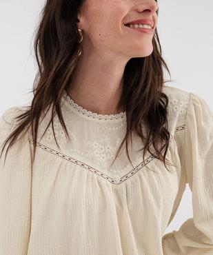 Blouse ample et extensible avec plastron brodé femme vue2 - GEMO 4G FEMME - GEMO