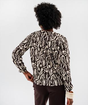 Blouse à manches longues et col V imprimée femme vue3 - GEMO(FEMME PAP) - GEMO
