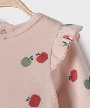 Pyjama en velours à motifs pommes et volants aux épaules bébé vue2 - GEMO 4G BEBE - GEMO