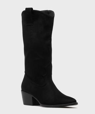 Bottes à talon en suédine look western femme - Follow Me vue2 - FOLLOW ME - GEMO
