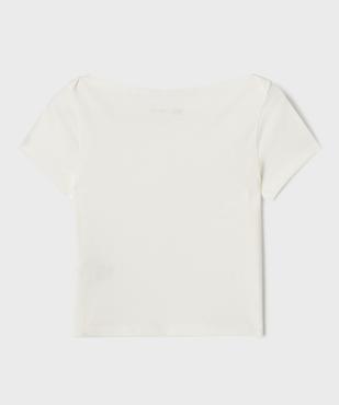 Tee-shirt manches courtes et col bateau coupe courte fille vue3 - GEMO 4G FILLE - GEMO