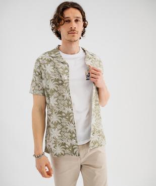 Chemise manches courtes en coton imprimé tropical homme vue1 - GEMO 4G HOMME - GEMO