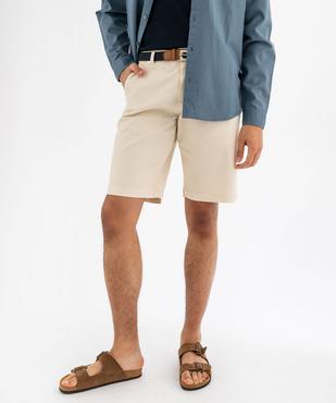 Bermuda chino droit avec ceinture tressée homme vue1 - GEMO (HOMME) - GEMO