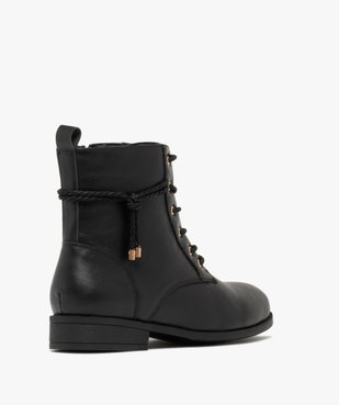 Boots femme à talon plat avec cordelette tressée et nouée embouts dorés vue5 - GEMO (CASUAL) - GEMO