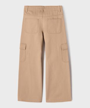 Pantalon cargo large en coton uni fille vue3 - GEMO 4G FILLE - GEMO