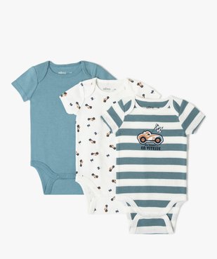 Body bébé garçon à manches courtes à motifs voitures (lot de 3) vue1 - GEMO 4G BEBE - GEMO