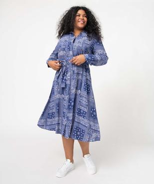 Robe femme grande taille coupe chemise motif cachemire vue2 - GEMO (G TAILLE) - GEMO