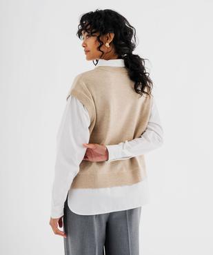Pull sans manches et chemise 2 en 1 femme vue3 - GEMO(FEMME PAP) - GEMO