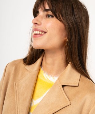 Manteau trench en suédine avec ceinture femme vue2 - GEMO 4G FEMME - GEMO