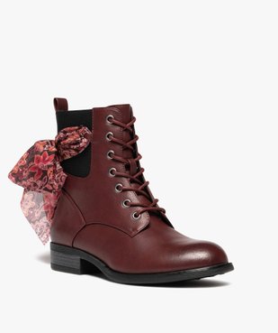 Bottines femme avec foulard coloré noué à zip et à lacets vue3 - GEMO (CASUAL) - GEMO