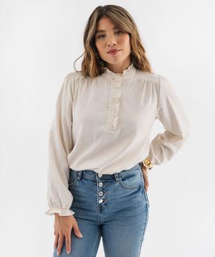 Blouse manches longues en flanelle de coton femme  vue1 - GEMO(FEMME PAP) - GEMO