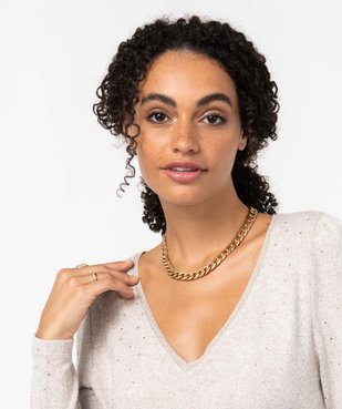 Tee-shirt manches longues avec col V à motifs pailletés femme vue5 - GEMO(FEMME PAP) - GEMO