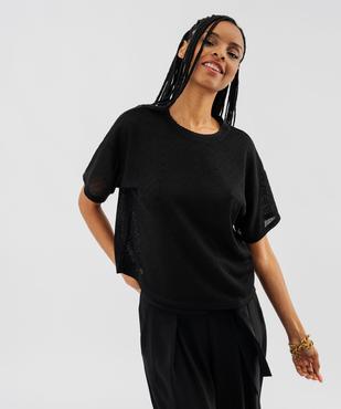 Tee-shirt manches courtes en maille à col fantaisie femme vue2 - GEMO(FEMME PAP) - GEMO