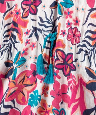 Robe de plage forme poncho à motifs fleuris fille vue2 - GEMO 4G FILLE - GEMO