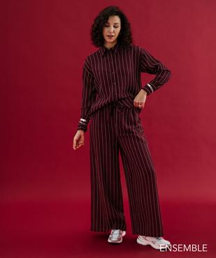 Ensemble chemise et pantalon fluide à fines rayures femme - GEMO